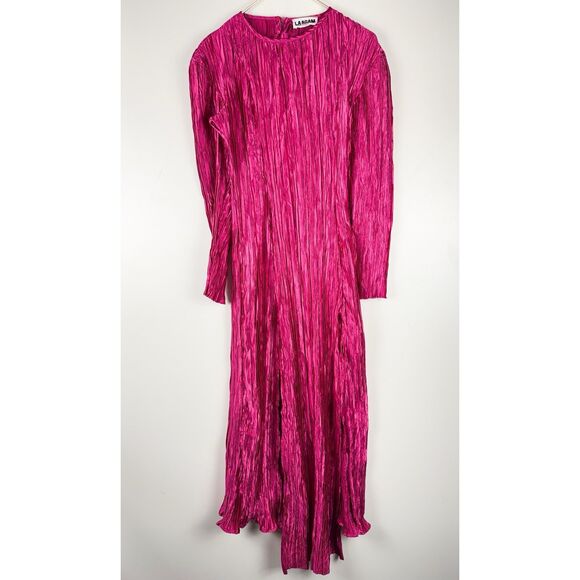 Laagam Arizona Dress Womens Medium Pink Open Back Maxi Textured Party Gown - Picture 7 of 12